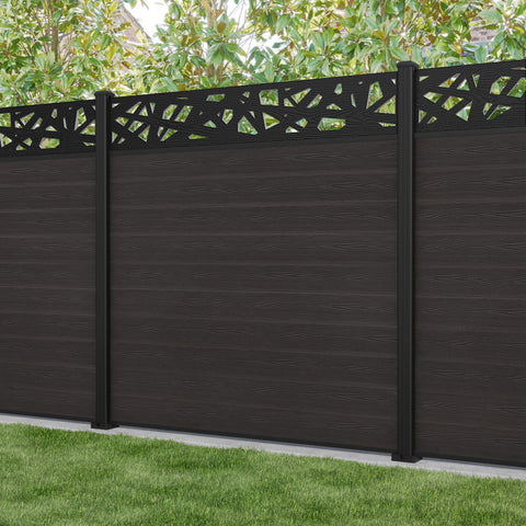 Classic Prism Fence Panel - Dark Oak - with our aluminium posts