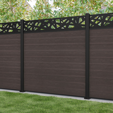 Classic Prism Fence Panel - Mid Brown - with our aluminium posts