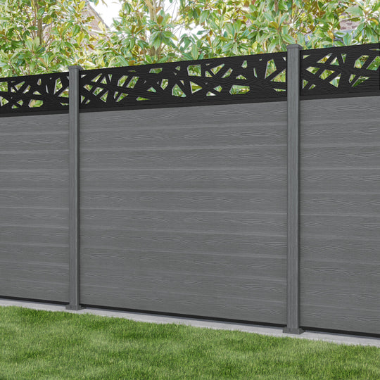 Classic Prism Fence Panel - Mid Grey - with our composite posts