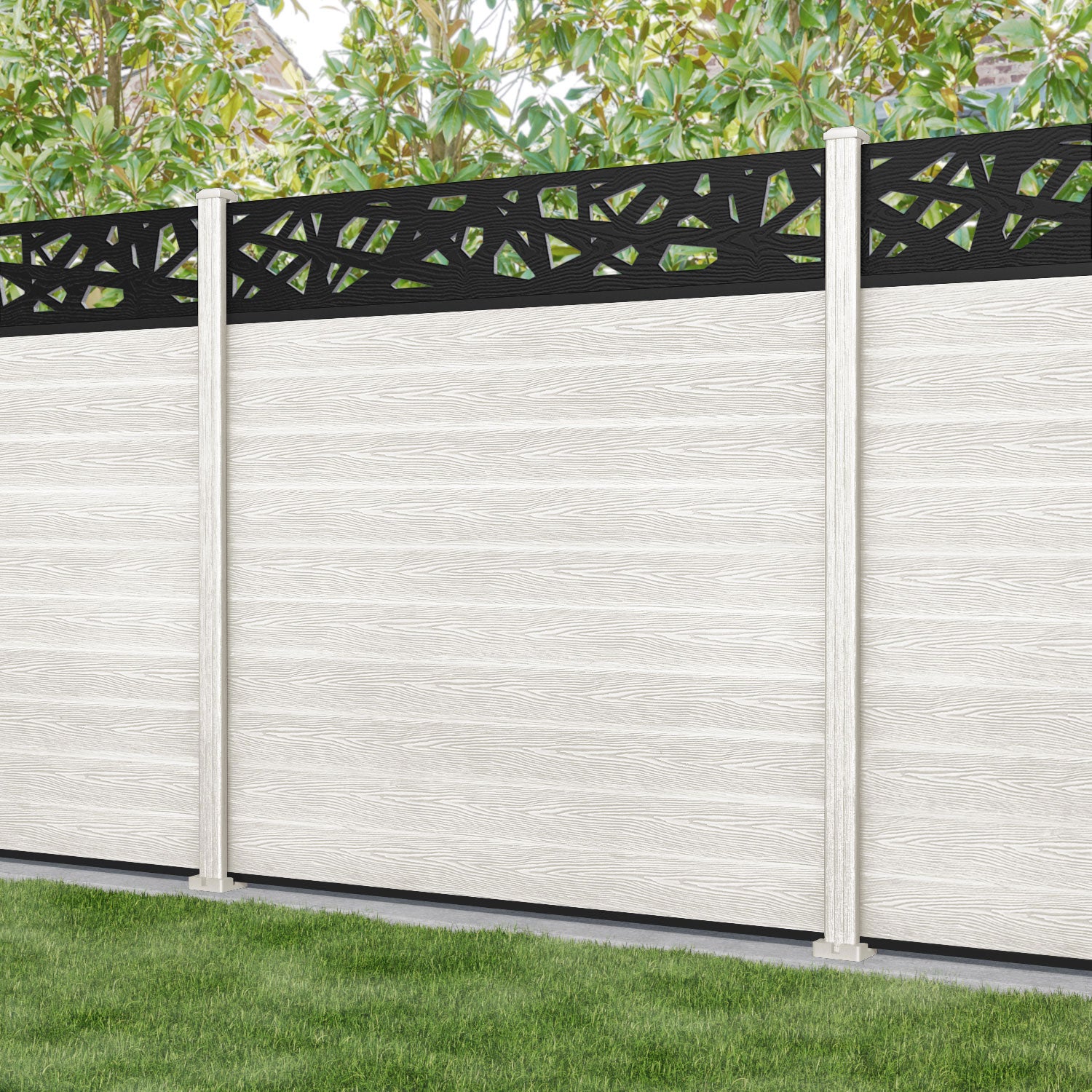 Classic Prism Fence Panel - Light Stone - with our composite posts
