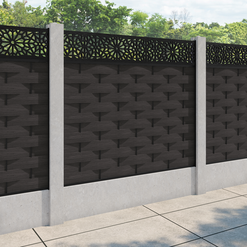 Ripple Alnara Fence Panel - Dark Oak - for existing concrete posts