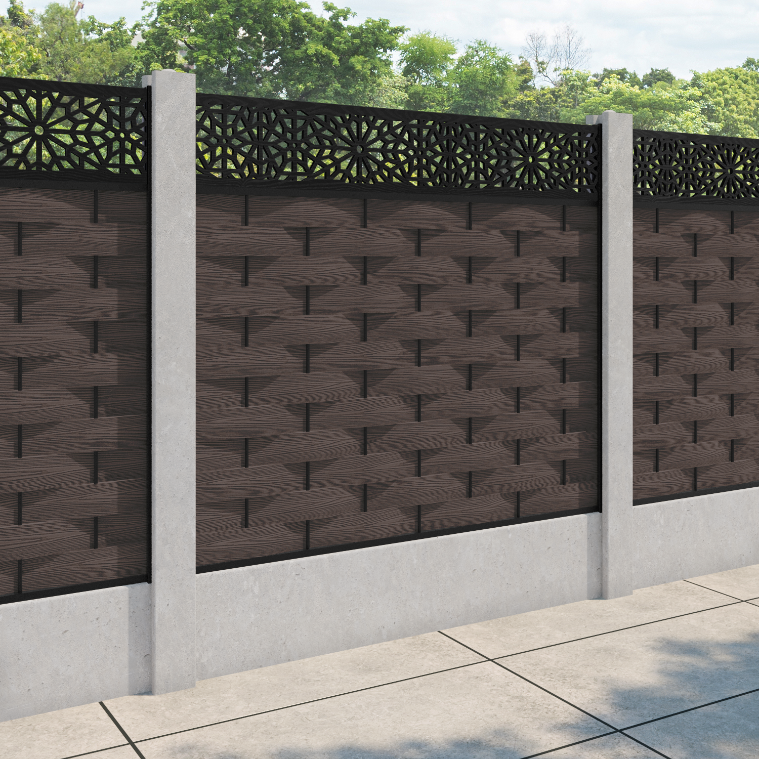 Ripple Alnara Fence Panel - Mid Brown - for existing concrete posts