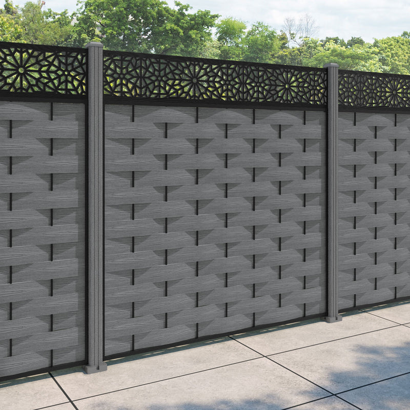Ripple Alnara Fence Panel - Mid Grey - with our composite posts