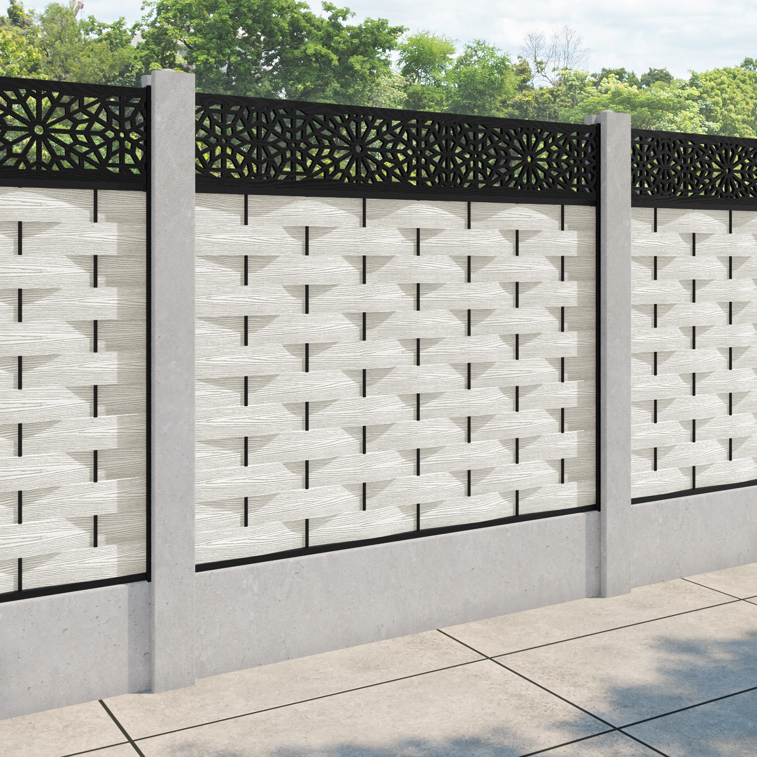 Ripple Alnara Fence Panel - Light Stone - for existing concrete posts