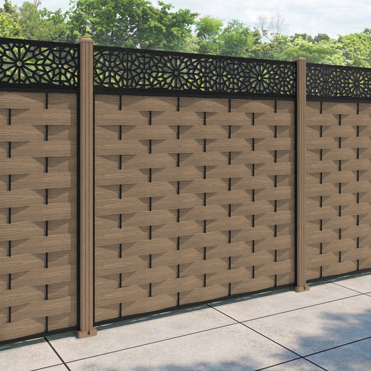 Ripple Alnara Fence Panel - Teak - with our composite posts