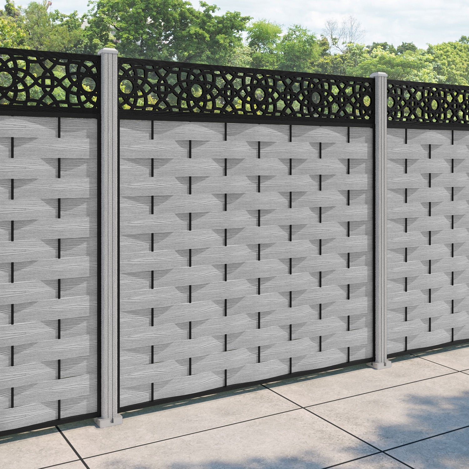 Ripple Ambar Fence Panel - Light Grey - with our composite posts
