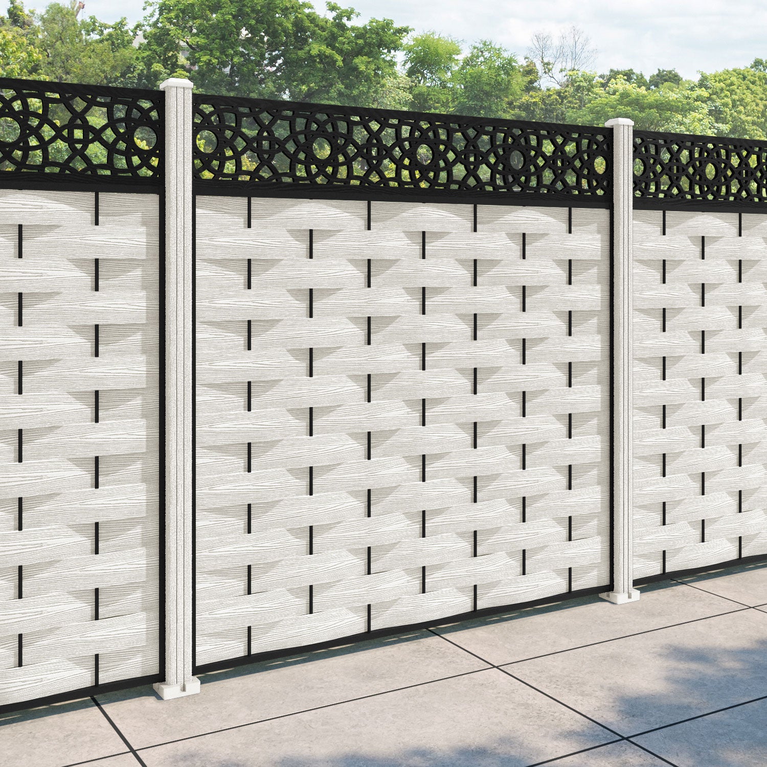 Ripple Ambar Fence Panel - Light Stone - with our composite posts
