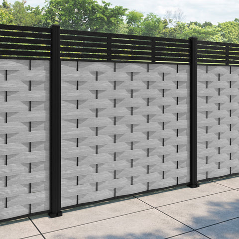 Ripple Aspen Fence Panel - Light Grey - with our aluminium posts