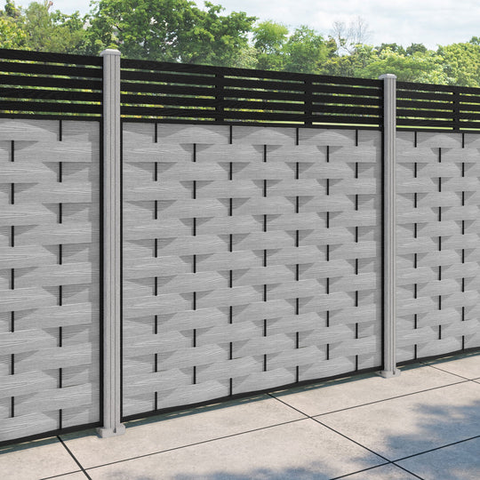 Ripple Aspen Fence Panel - Light Grey - with our composite posts