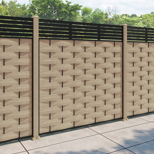 Ripple Aspen Fence Panel - Light Oak - with our composite posts