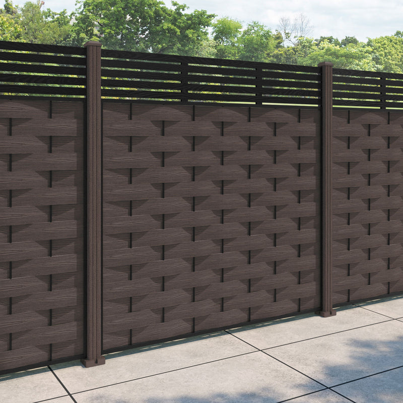 Ripple Aspen Fence Panel - Mid Brown - with our composite posts