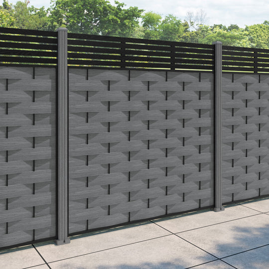 Ripple Aspen Fence Panel - Mid Grey - with our composite posts
