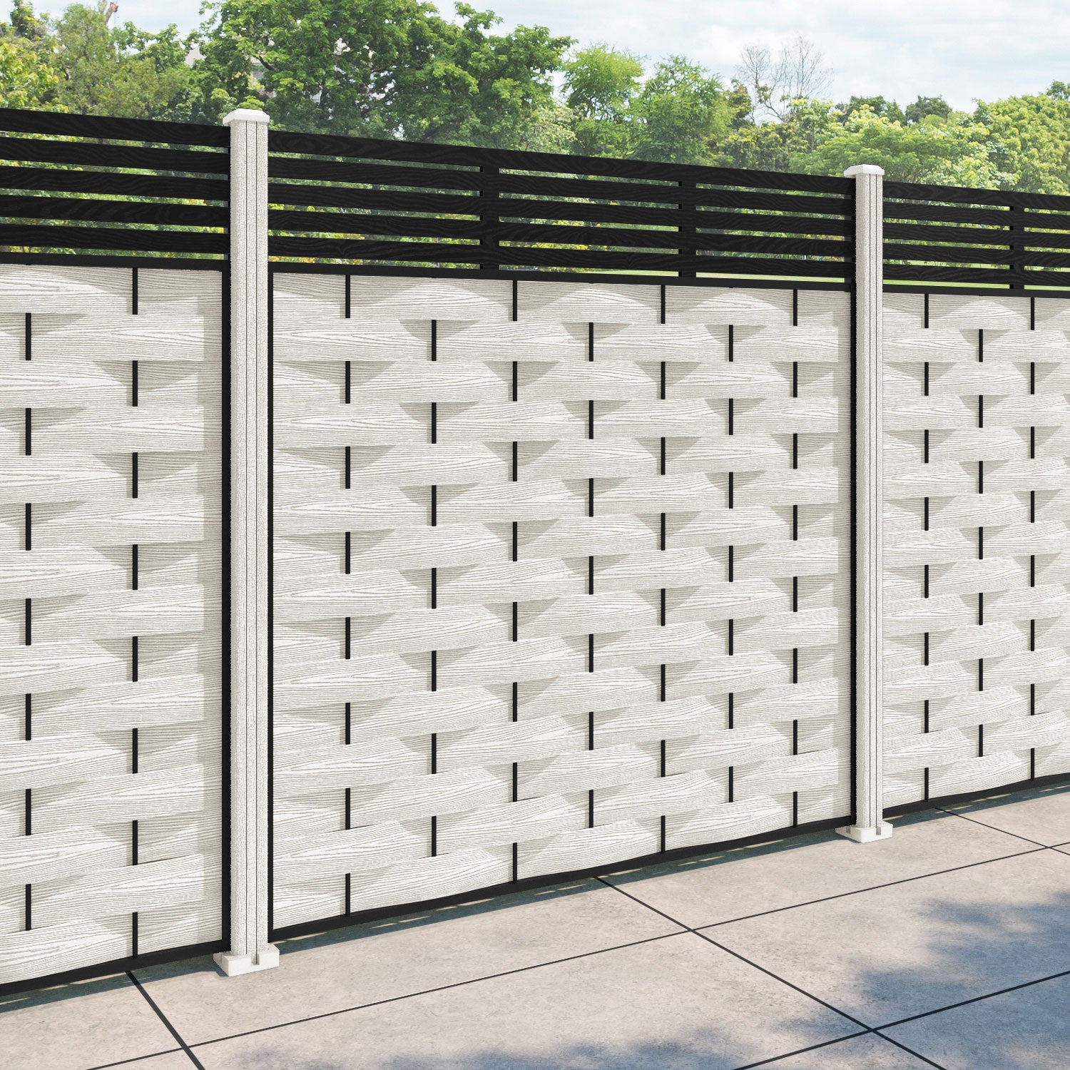 Ripple Aspen Fence Panel - Light Stone - with our composite posts
