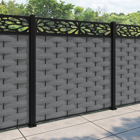 Ripple Blossom Fence Panel - Mid Grey - with our aluminium posts