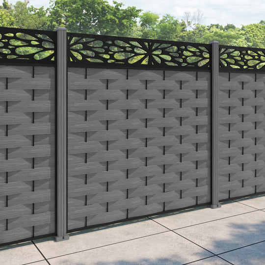 Ripple Blossom Fence Panel - Mid Grey - with our composite posts
