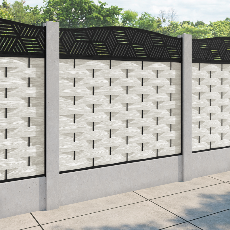Ripple Cubed Curved Top Fence Panel - Light Stone - for existing concrete posts