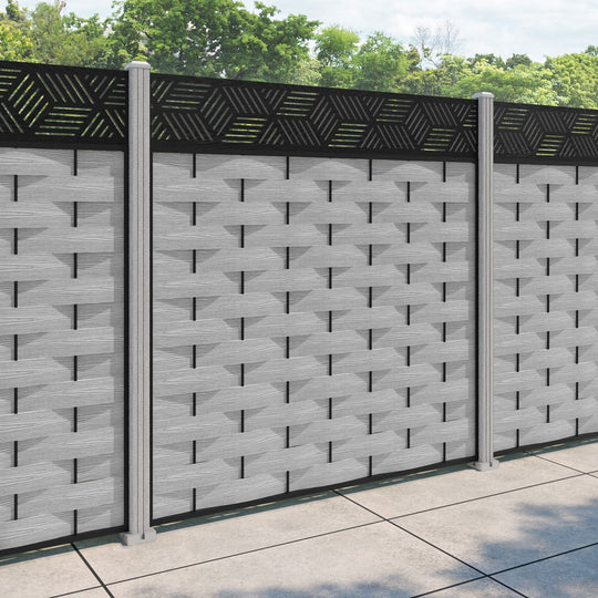 Ripple Cubed Fence Panel - Light Grey - with our composite posts