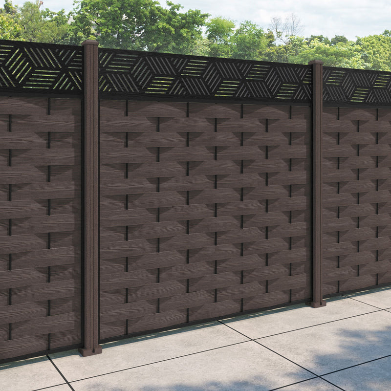 Ripple Cubed Fence Panel - Mid Brown - with our composite posts