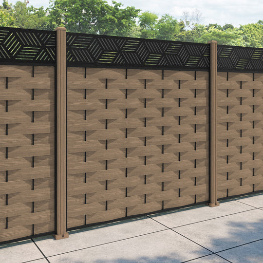 Ripple Cubed Fence Panel - Teak - with our composite posts
