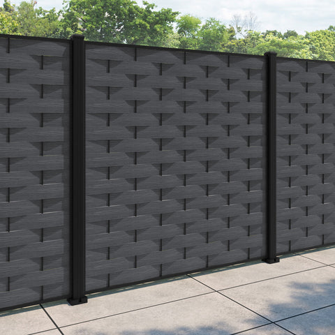Ripple Fence Panel - Dark grey - with our aluminium posts