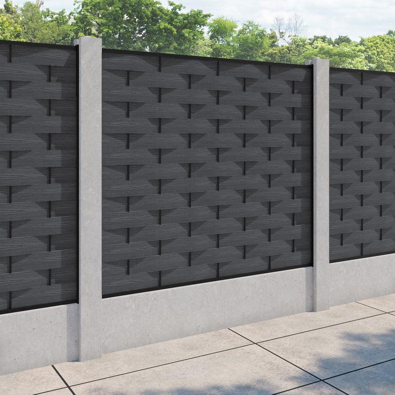 Ripple Fence Panel - Dark Grey - for existing concrete posts