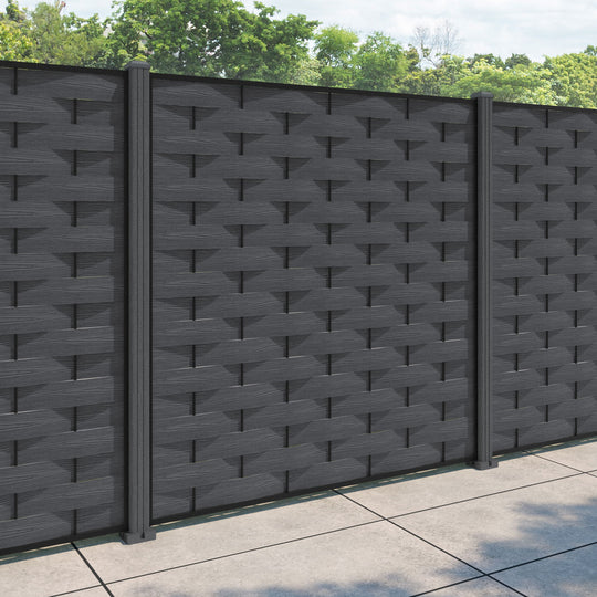 Ripple Fence Panel - Dark Grey - with our composite posts