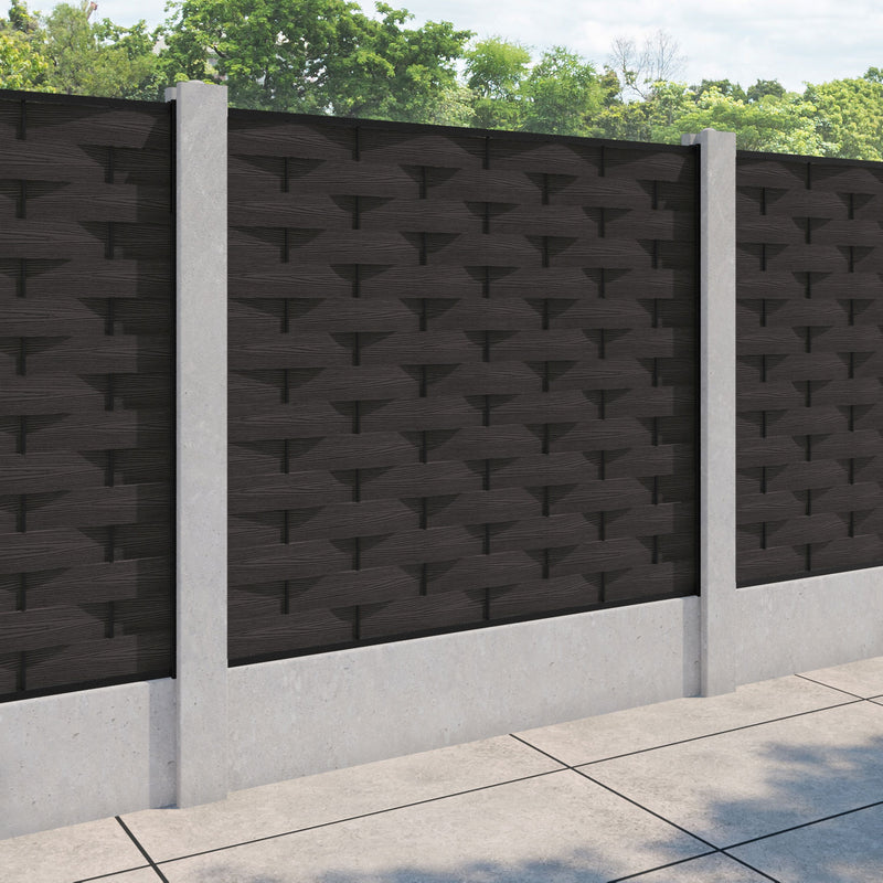 Ripple Fence Panel - Dark Oak - for existing concrete posts