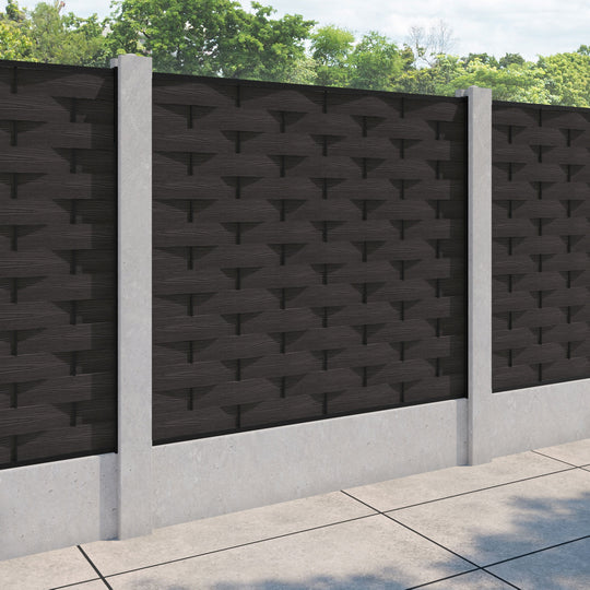 Ripple Fence Panel - Dark Oak - for existing concrete posts