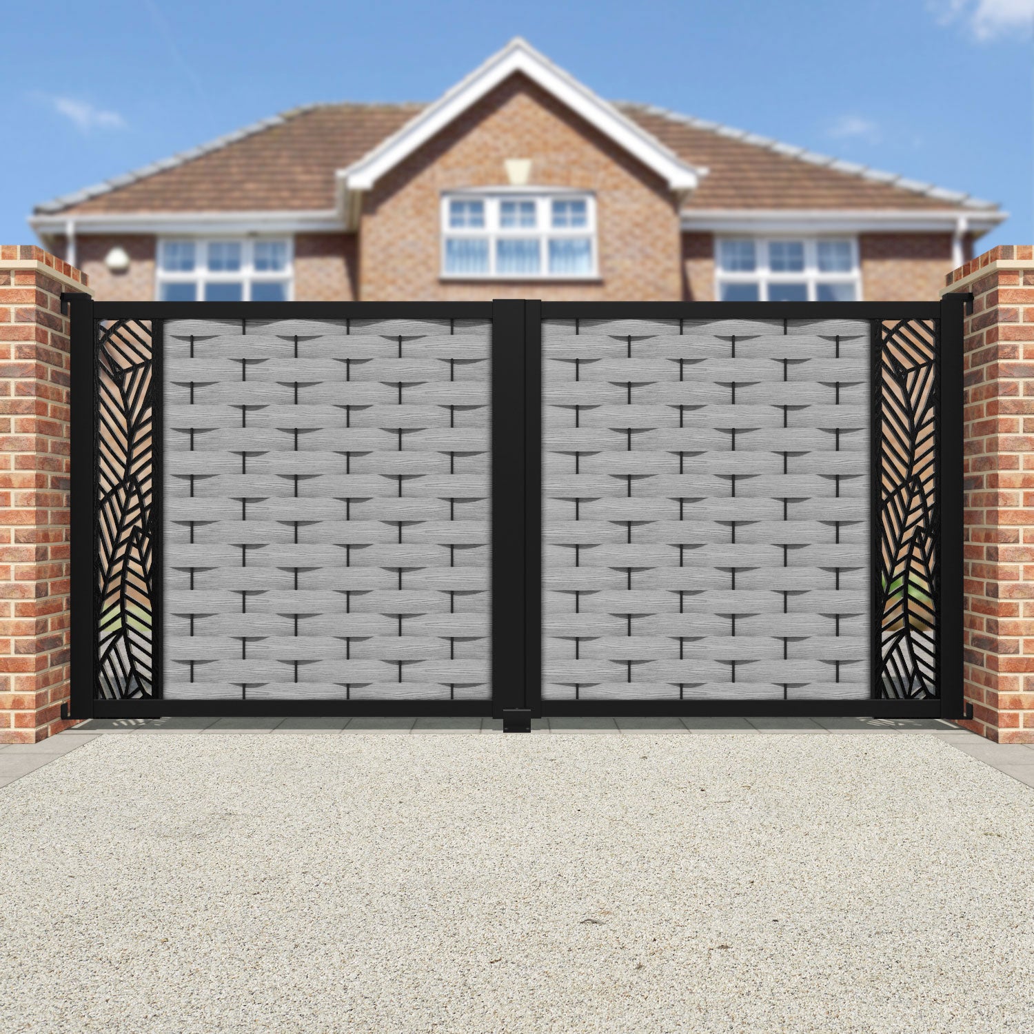 Ripple Habitat Straight Top Driveway Gate - Light Grey - End Screen