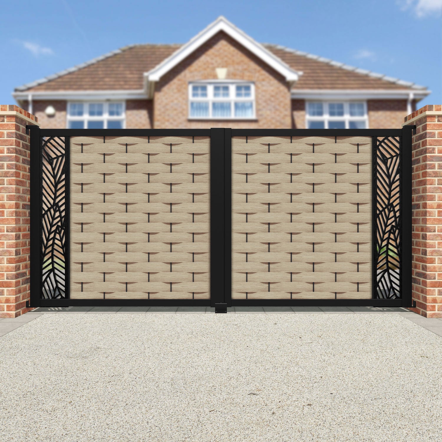 Ripple Habitat Straight Top Driveway Gate - Light Oak- End Screen