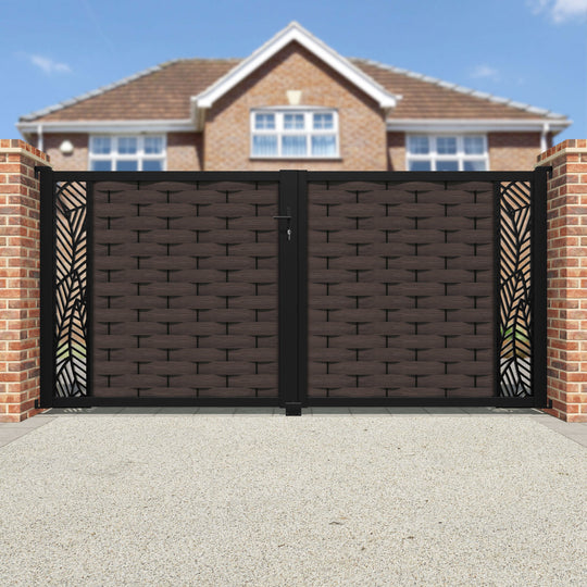 Ripple Habitat Straight Top Driveway Gate - Mid Brown - End Screen