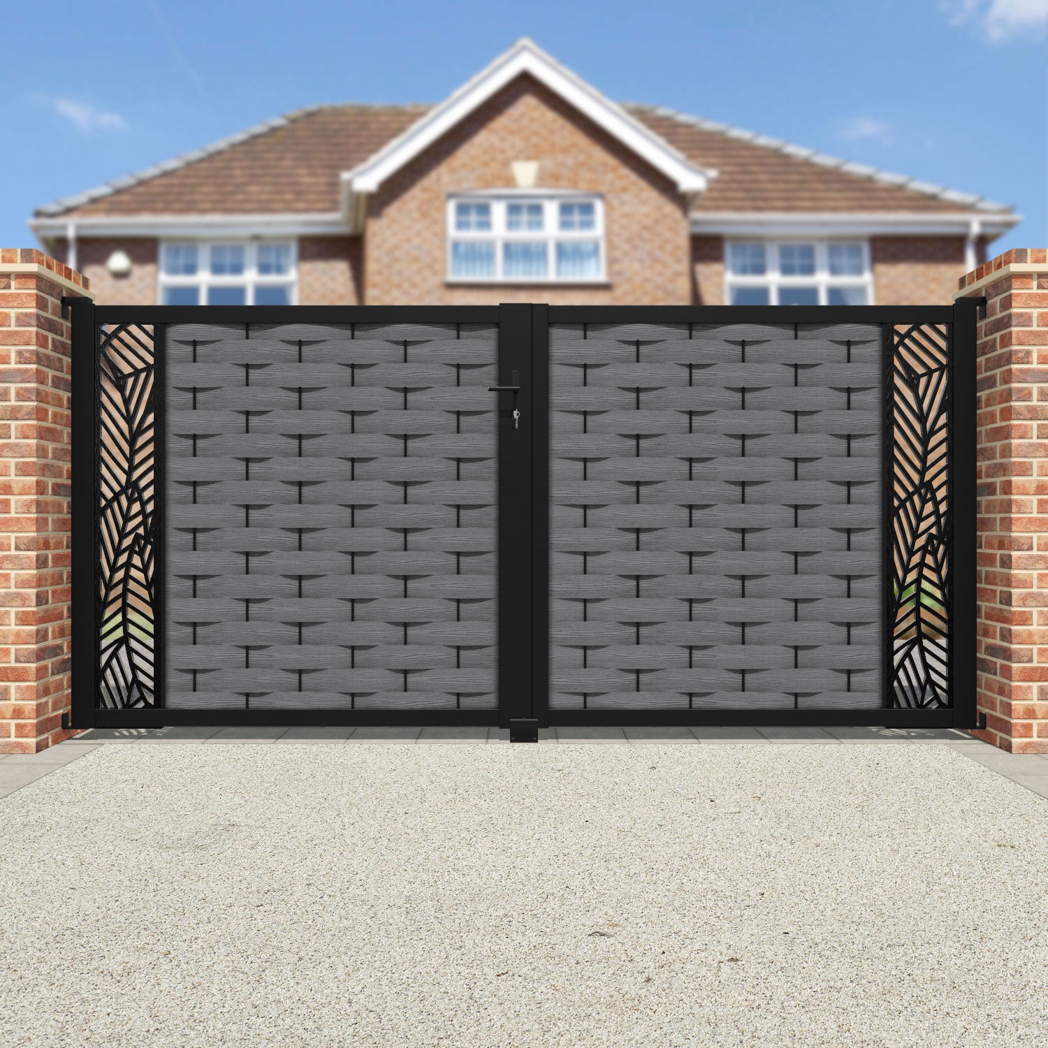 Ripple Habitat Straight Top Driveway Gate - Mid Grey - End Screen