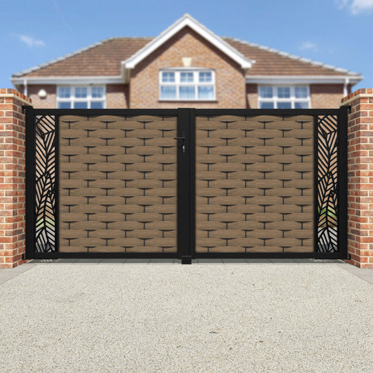 Ripple Habitat Straight Top Driveway Gate - Teak - End Screen
