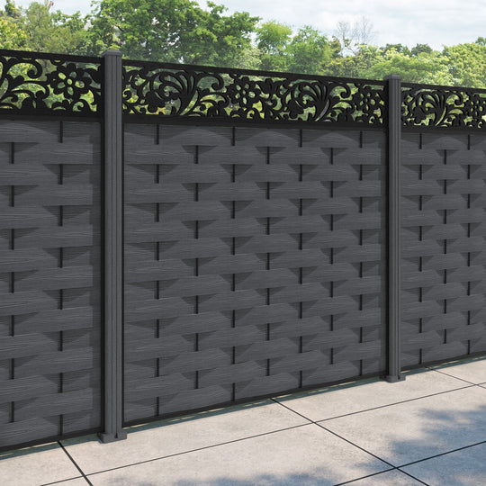 Ripple Eden Fence Panel - Dark Grey - with our composite posts
