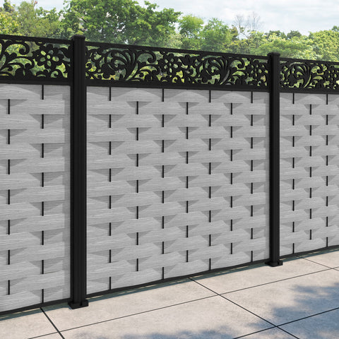 Ripple Eden Fence Panel - Light Grey - with our aluminium posts