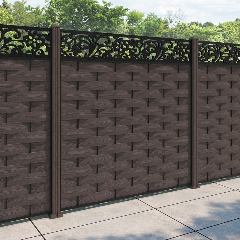 Ripple Eden Fence Panel - Mid Brown - with our composite posts