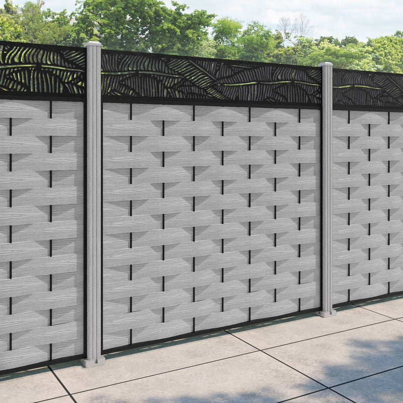Ripple Feather Fence Panel - Light Grey - with our composite posts
