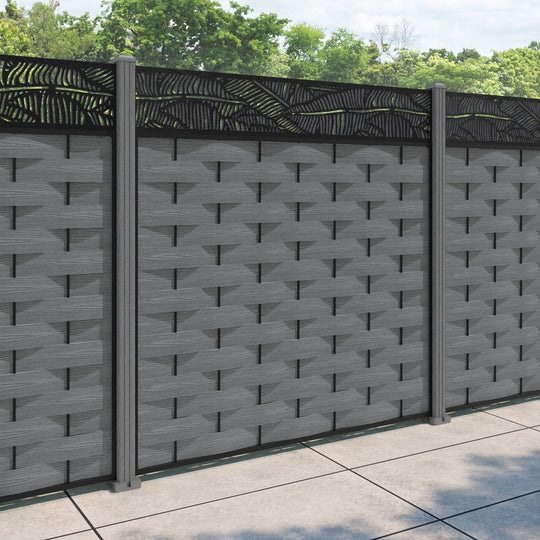Ripple Feather Fence Panel - Mid Grey - with our composite posts