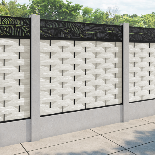Ripple Feather Fence Panel - Light Stone - for existing concrete posts