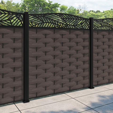 Ripple Habitat Curved Top Fence Panel - Mid Brown - with our aluminium posts