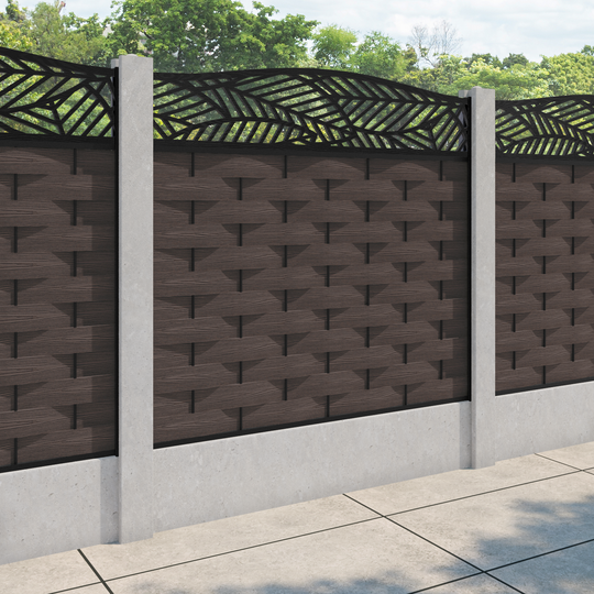 Ripple Habitat Curved Top Fence Panel - Mid Brown - for existing concrete posts