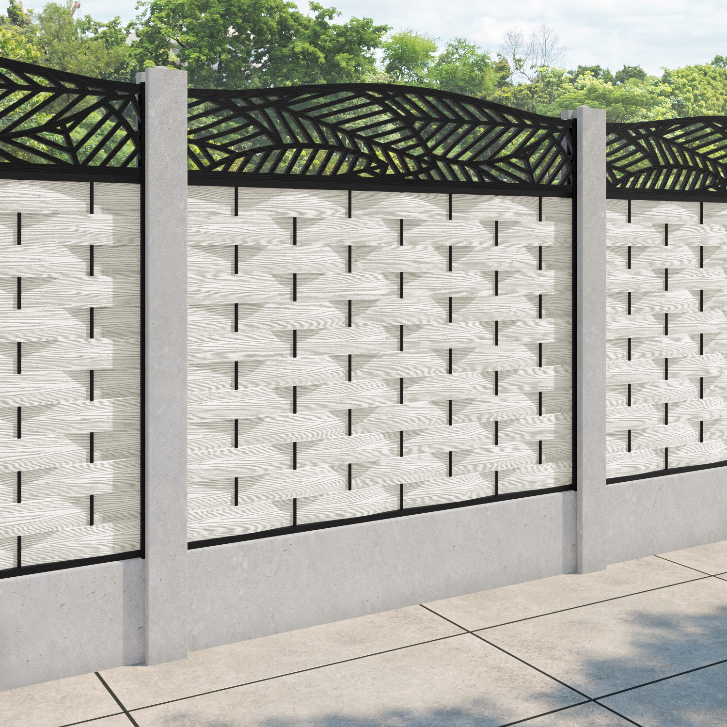 Ripple Habitat Curved Top Fence Panel - Light Stone - for existing concrete posts