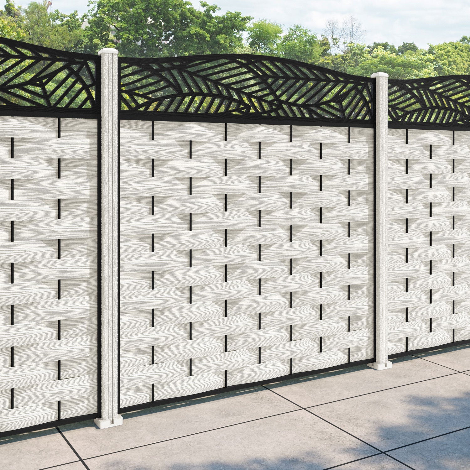 Ripple Habitat Curved Top Fence Panel - Light Stone - with our composite posts