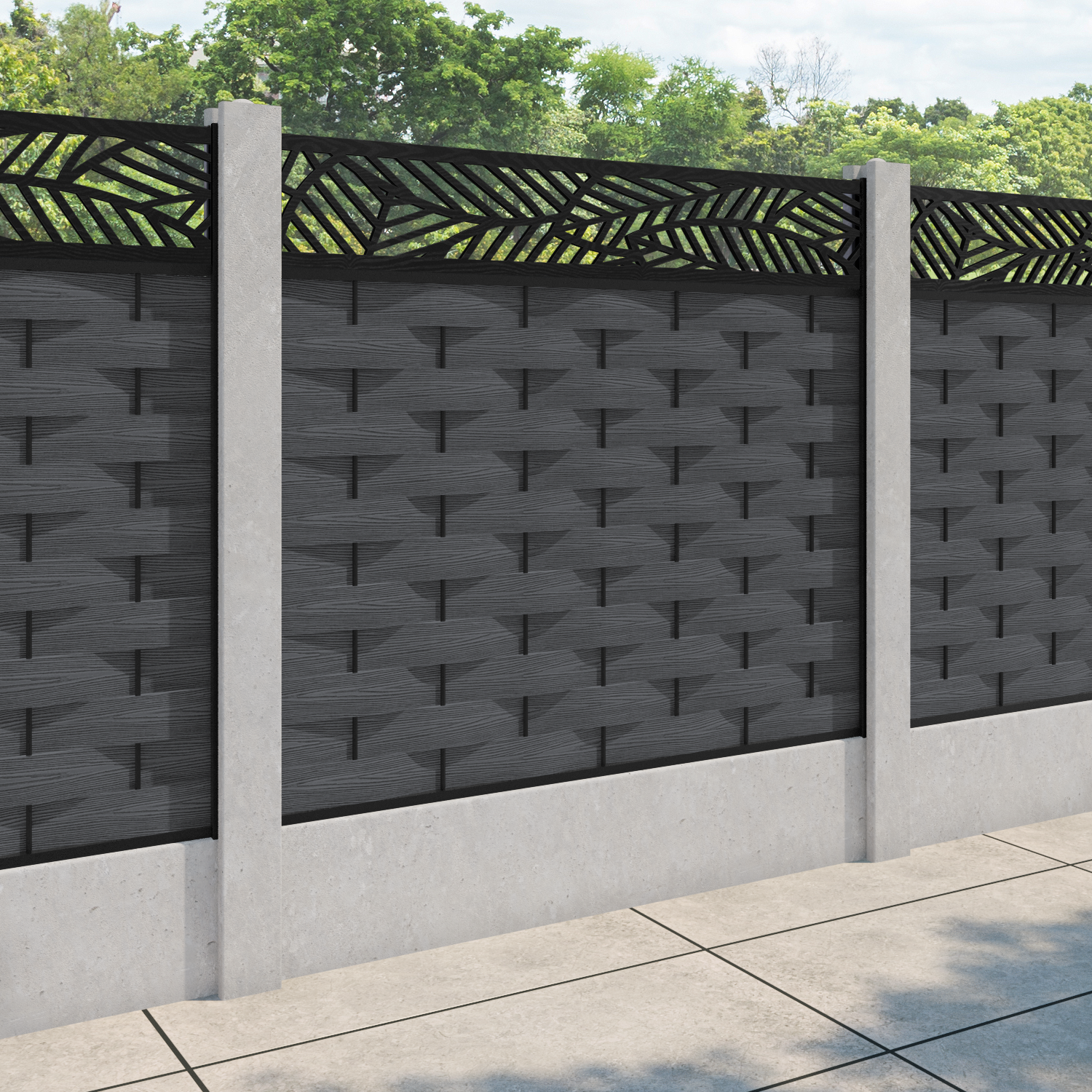 Ripple Habitat Fence Panel - Dark Grey - for existing concrete posts