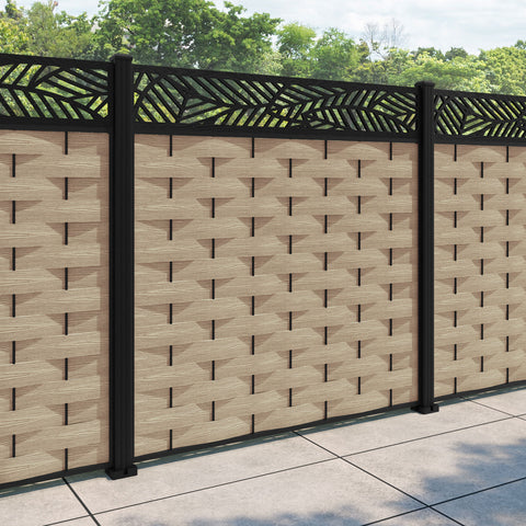 Ripple Habitat Fence Panel - Light Oak - with our aluminium posts
