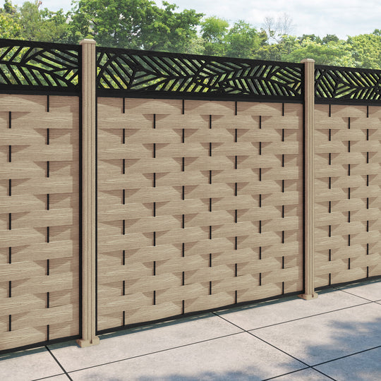 Ripple Habitat Fence Panel - Light Oak - with our composite posts