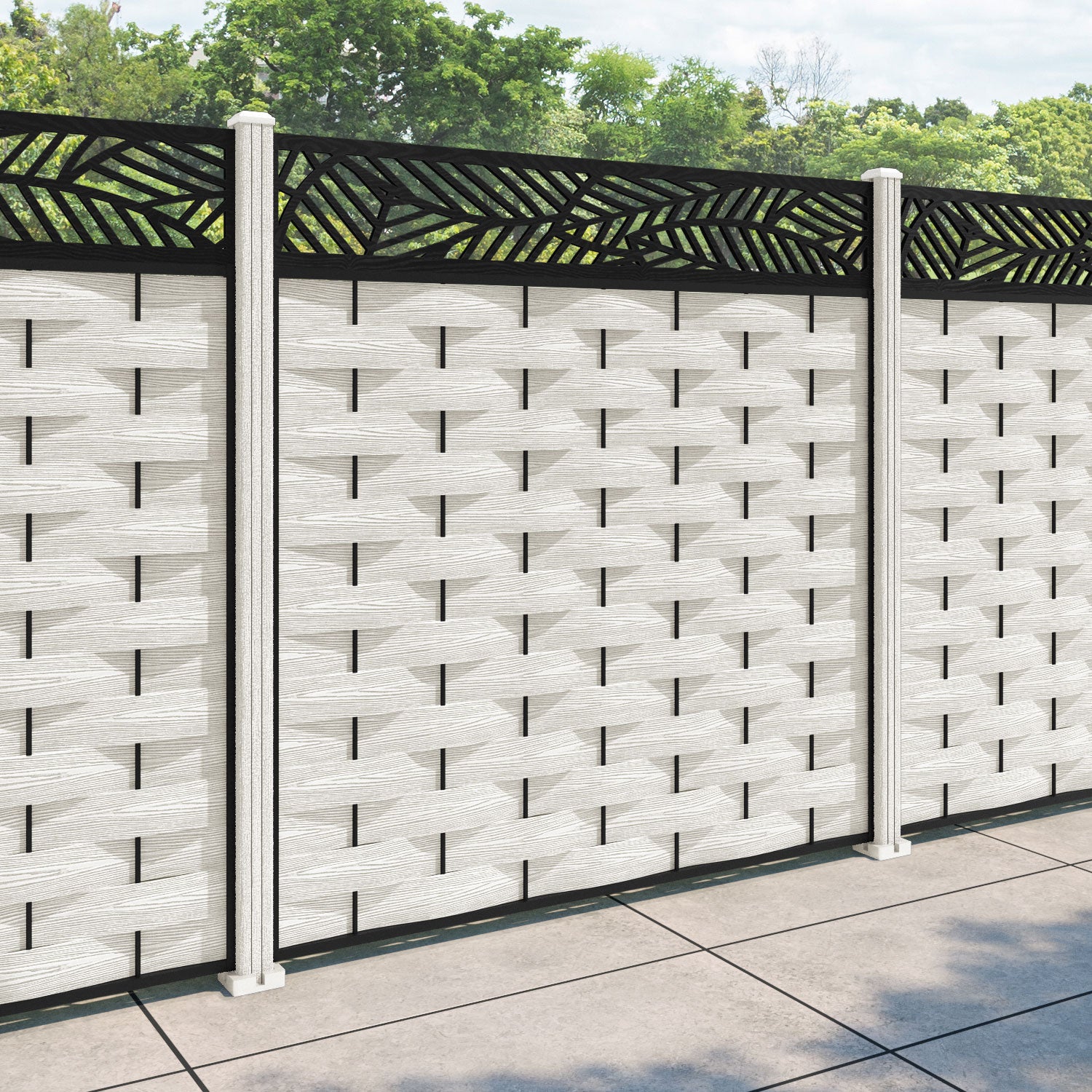 Ripple Habitat Fence Panel - Light Stone - with our composite posts