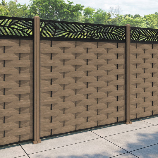 Ripple Habitat Fence Panel - Teak - with our composite posts