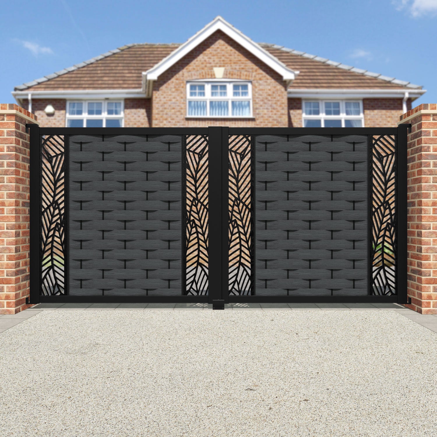 Ripple Habitat Straight Top Driveway Gate - Dark Grey - Middle & End Screen