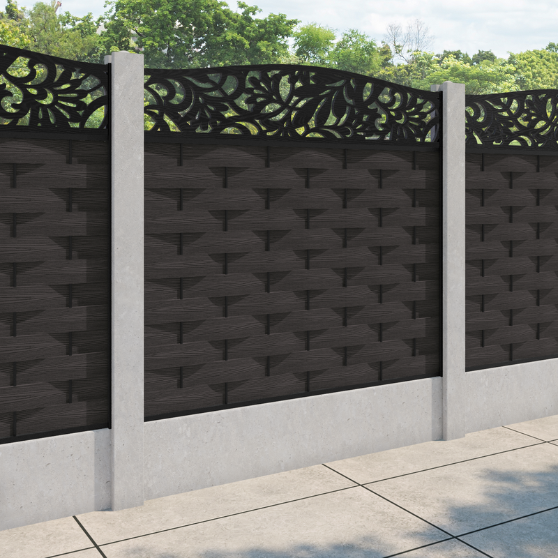 Ripple Heritage Curved Top Fence Panel - Dark Oak - for existing concrete posts